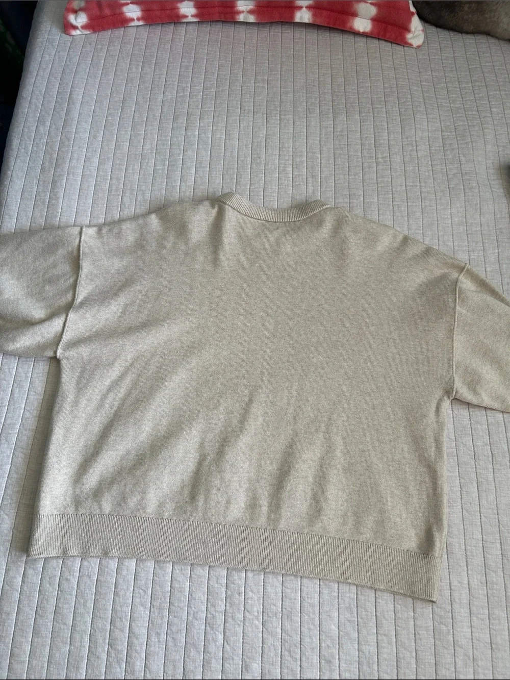 J. Crew Drop-shoulder oatmeal classic crew cotton boxy pullover sweater XL